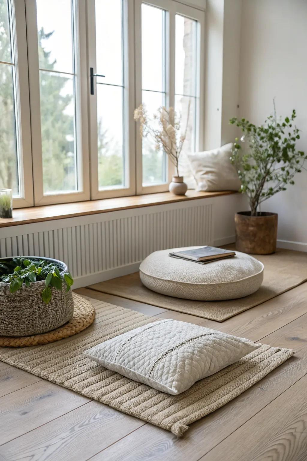 Find your inner peace in a nook designed for meditation and reflection. 🧘‍♀️ #MeditationNook #PeacefulSpaces