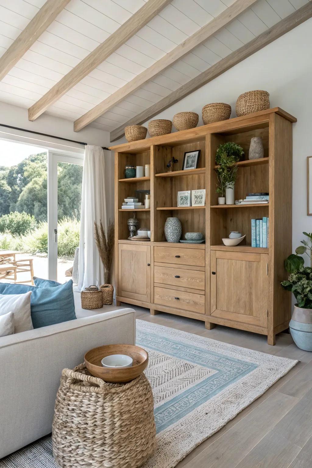 Clever storage keeps your open spaces tidy and inviting.