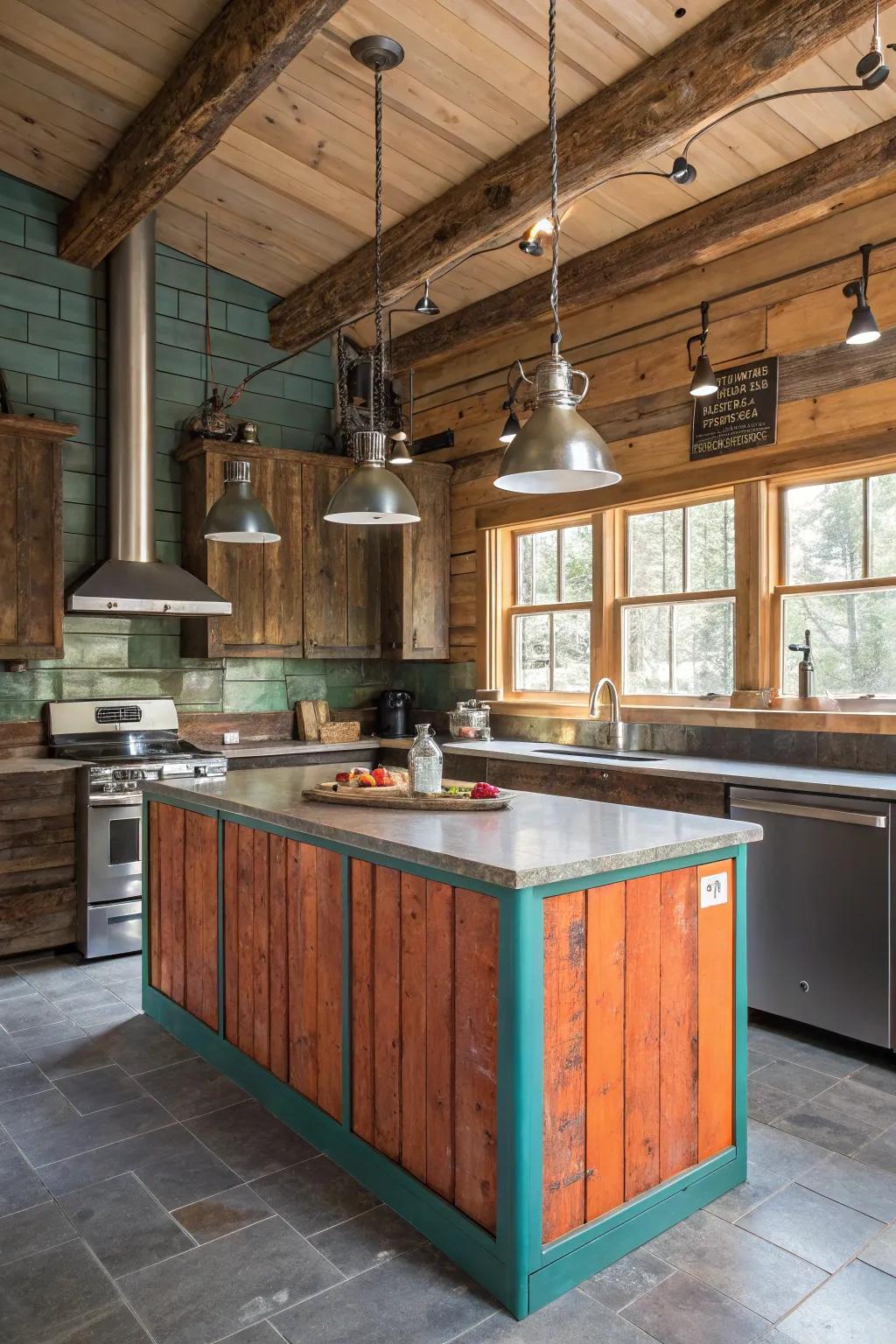 Industrial accents add a modern edge, perfectly balancing rustic elements.