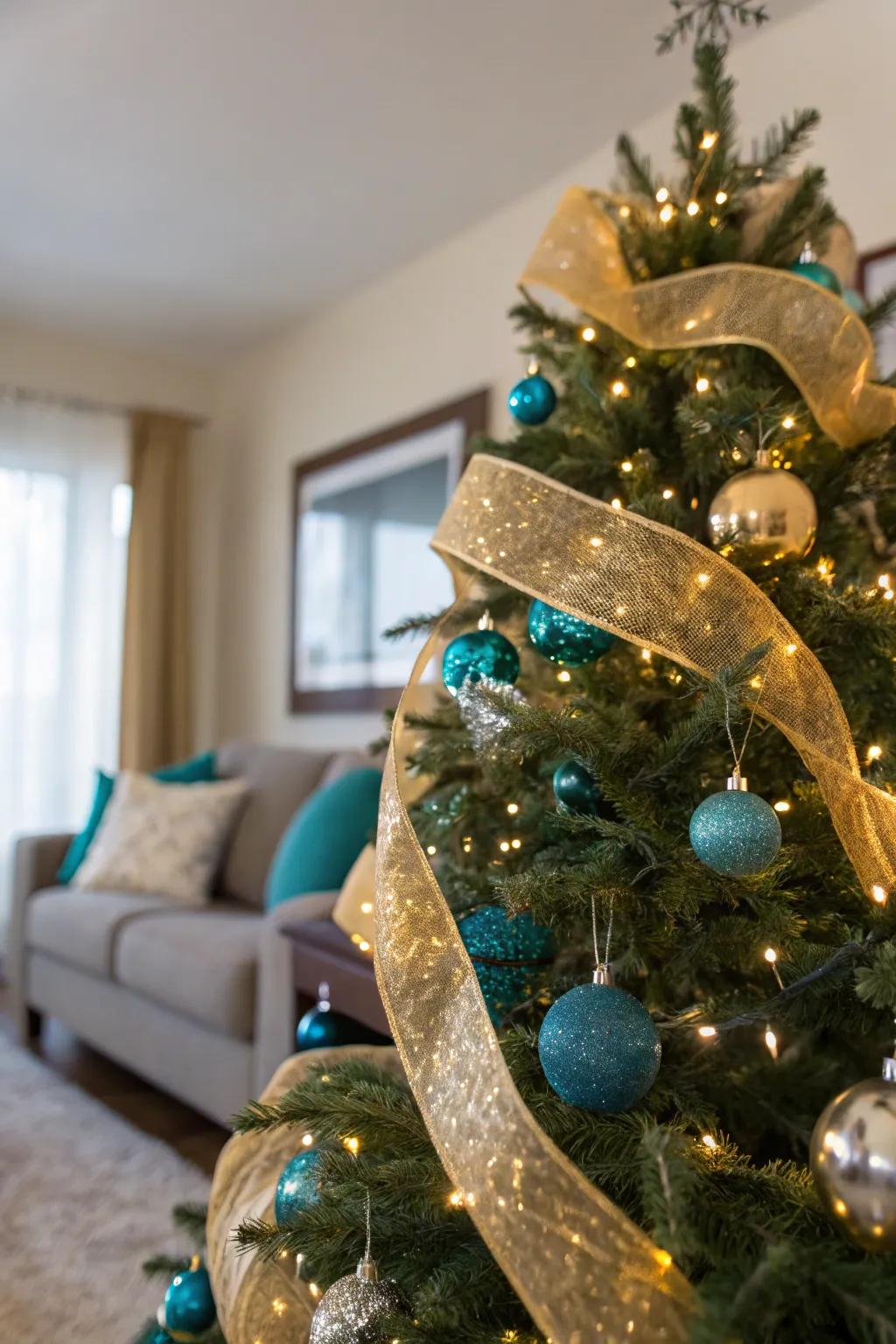 Metallic ribbons add movement and shine, wrapping your tree in glamour.
