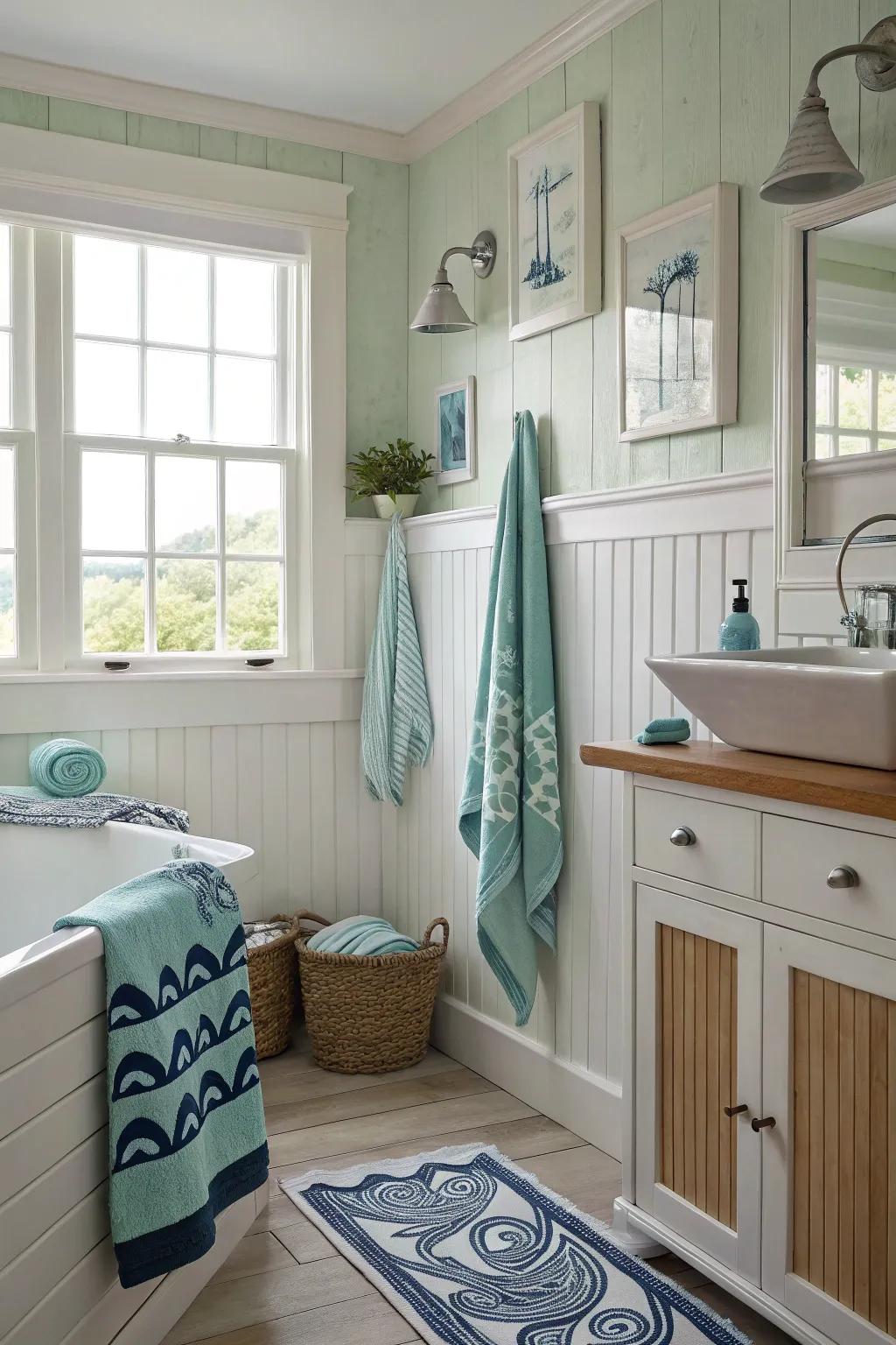 Sail away with a nautical theme that turns your bathroom into a coastal paradise.