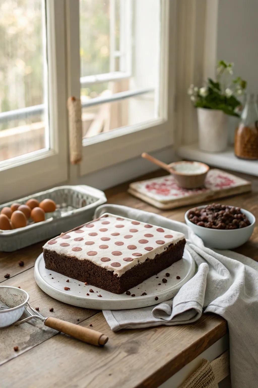 Add a playful retro touch with polka dot frosting.