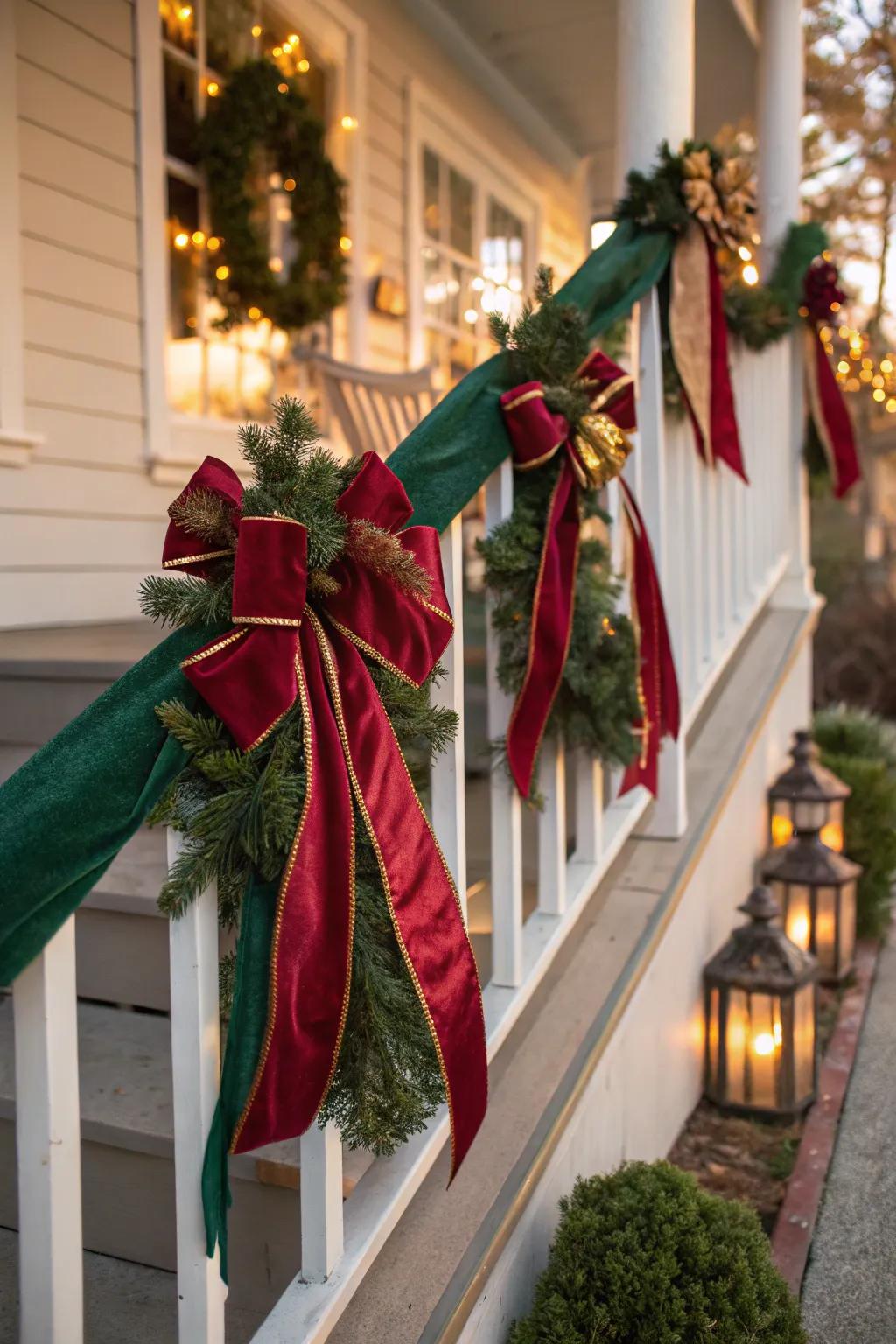 Add movement and elegance to your porch with cascading ribbon details.