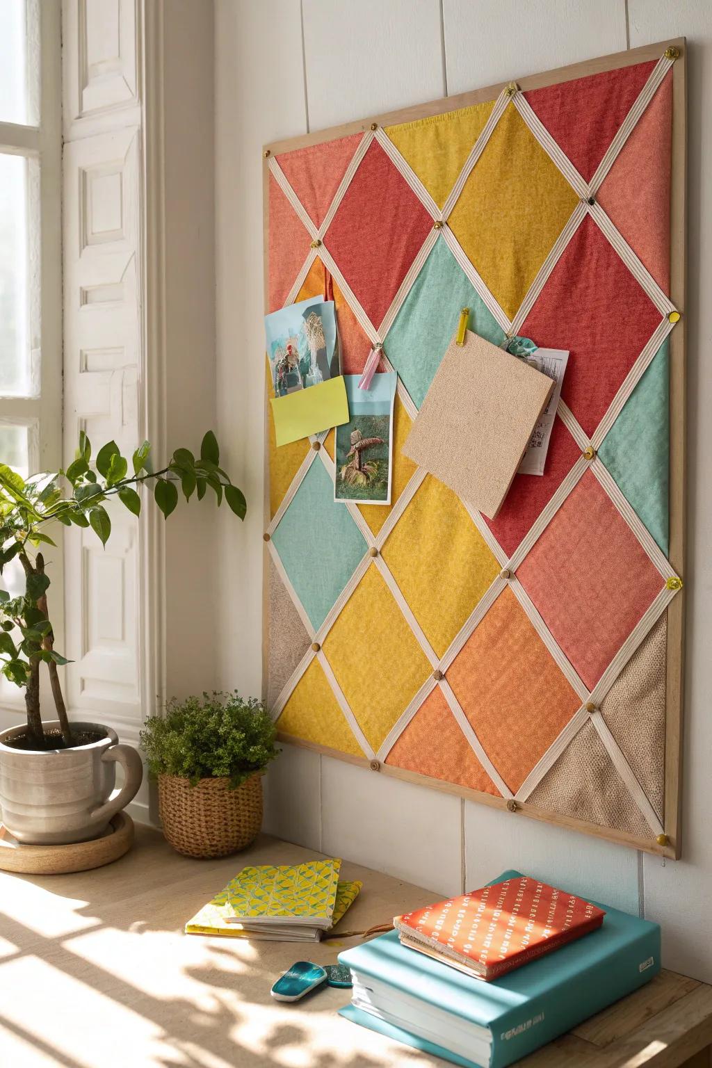 Combine style and sustainability with eco-friendly fabric choices for your bulletin board.