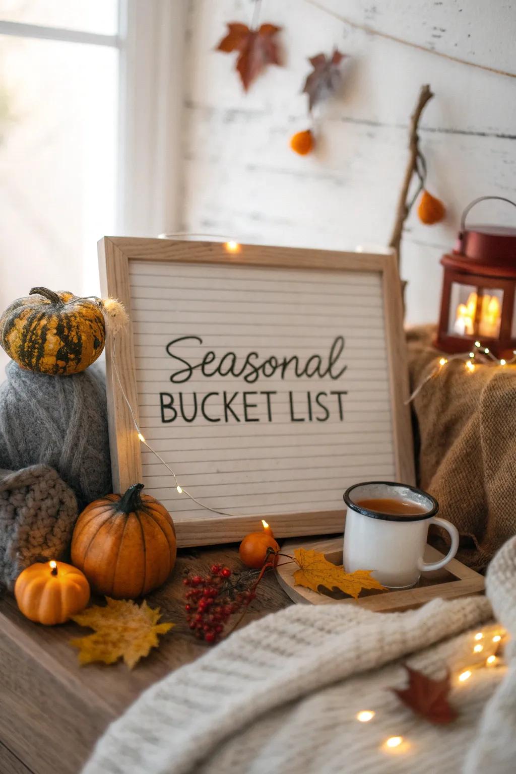 Make the most of autumn with a fun-filled seasonal bucket list on your whiteboard.