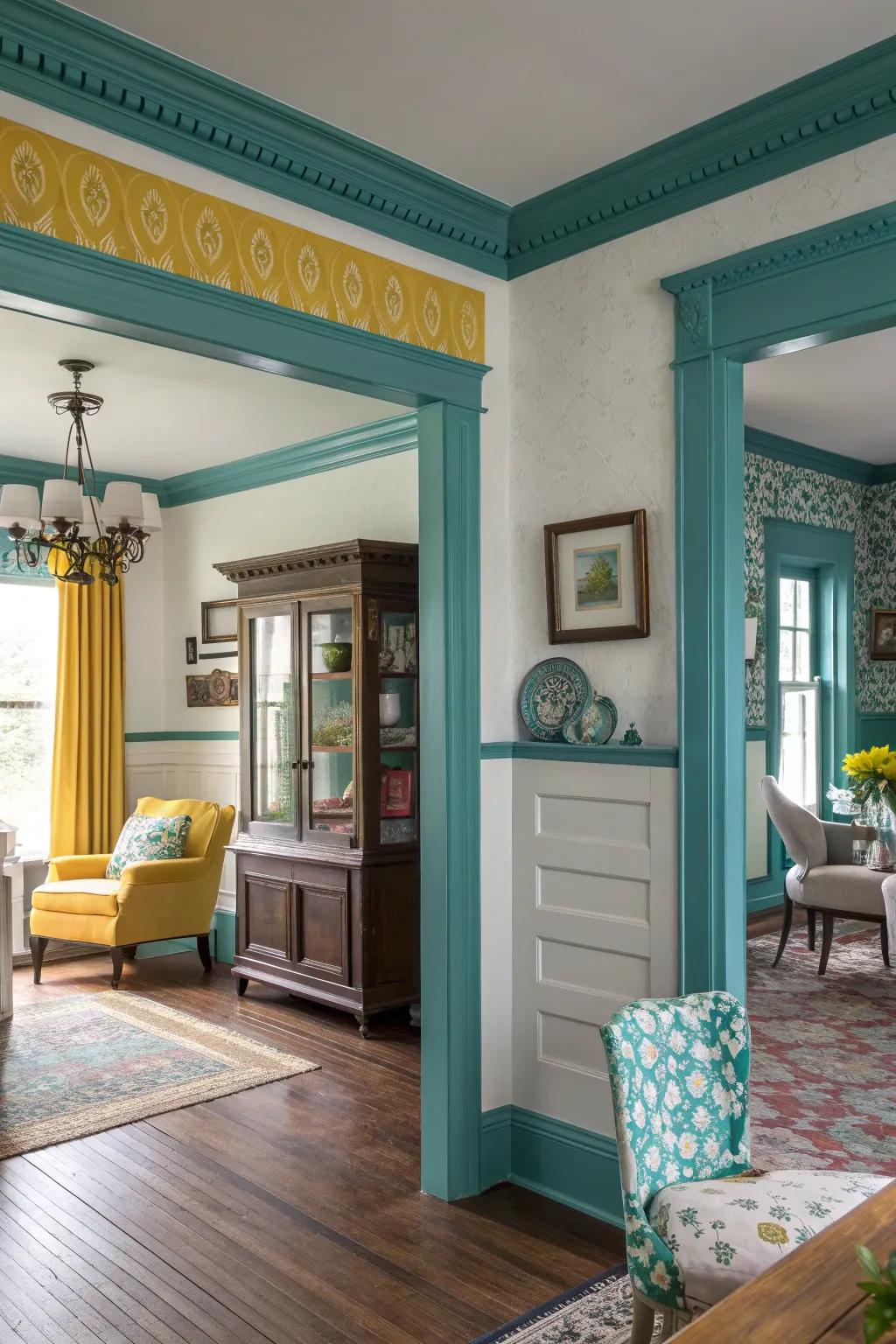 Blend modern and traditional elements for a balanced farmhouse style in crown molding.