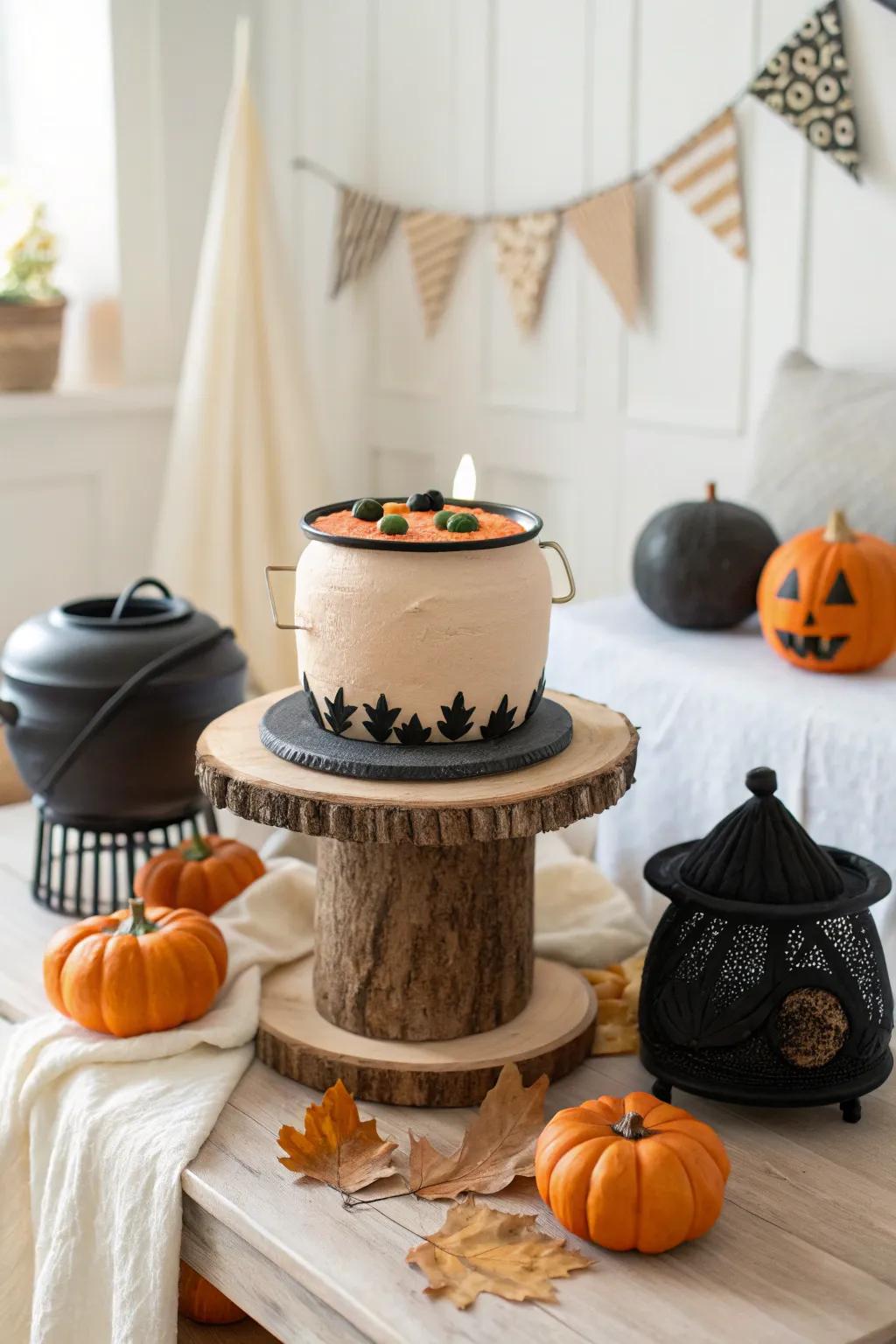 A cauldron cake is a show-stopping centerpiece that's both spooky and delicious.