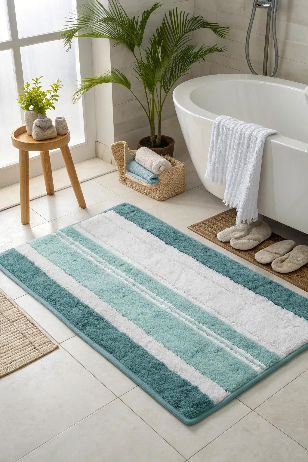 Stay fresh and dry with a quick-drying rug that’s perfect for busy bathrooms.
