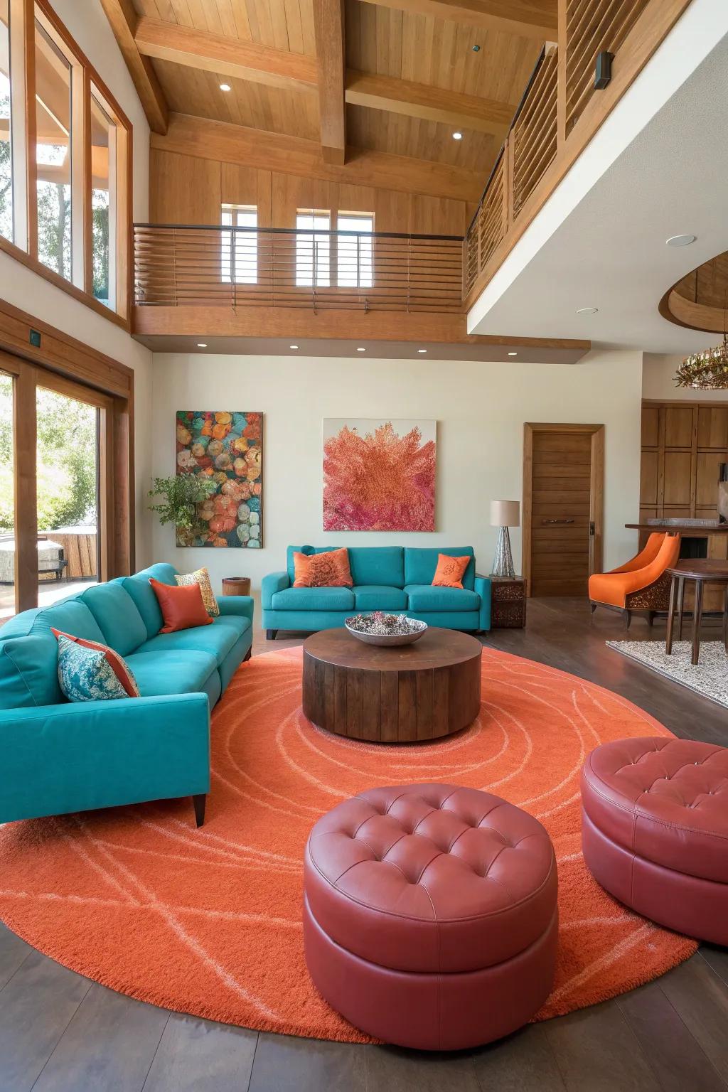 Floating furniture creates dynamic and inviting conversation zones. 🛋️ #LivingRoomDesign #ConversationSpaces