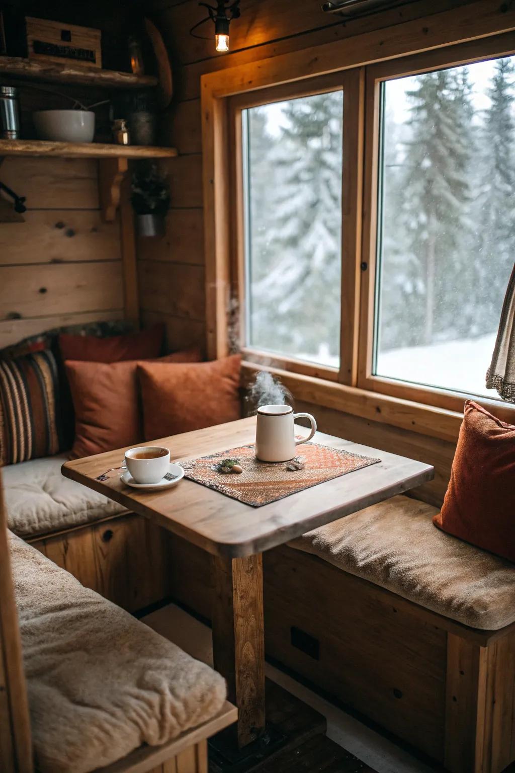 Create a cozy breakfast nook for relaxed mornings and intimate conversations. ☕️ #BreakfastNook #CozyLiving #InteriorInspiration