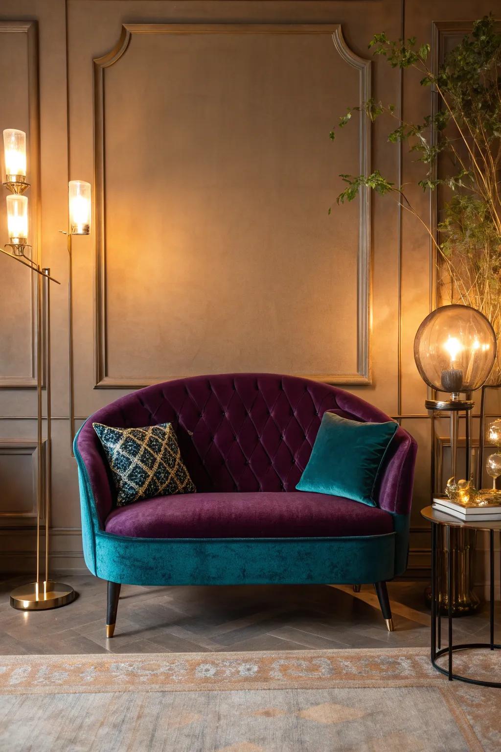 Bold sofa shapes create visual intrigue, making a strong style statement.