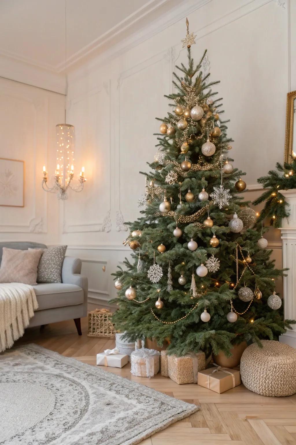 Vintage ornaments add timeless charm, weaving nostalgia into your holiday decor.