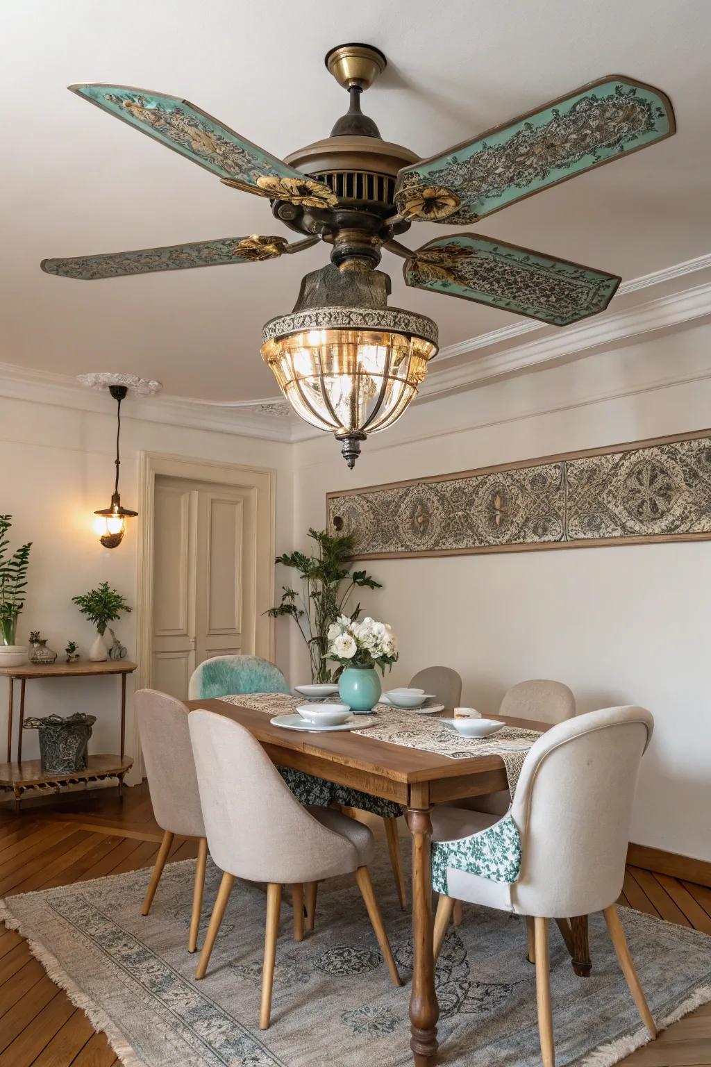 Step back in time with a vintage-style ceiling fan that adds charm and character.