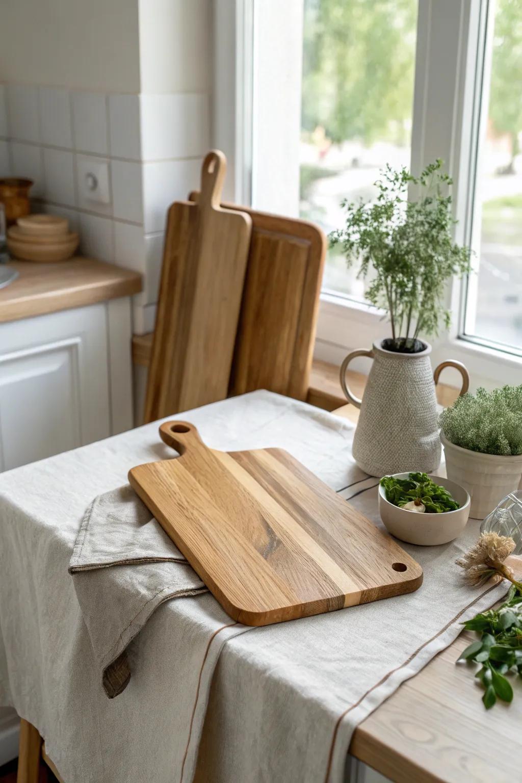 Enhance their serving style with a cutting board designed with built-in handles.