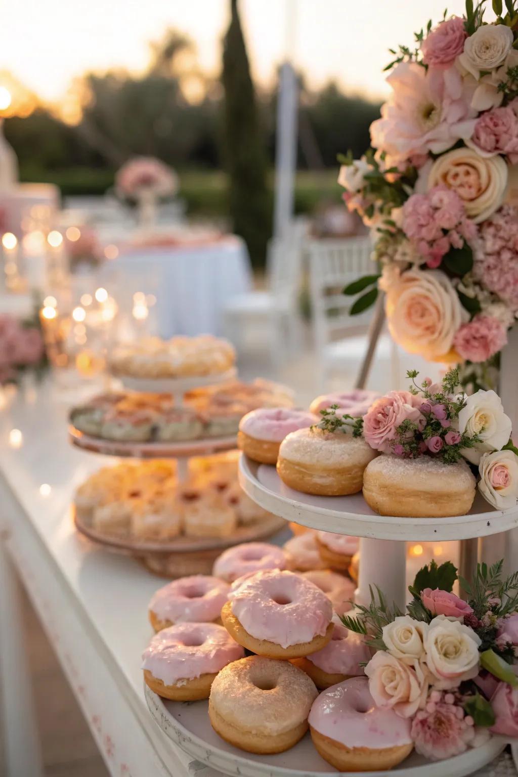 Edible flowers add sophistication and beauty to these delightful donuts. 🌸 #ElegantTouches #SophisticatedSweets