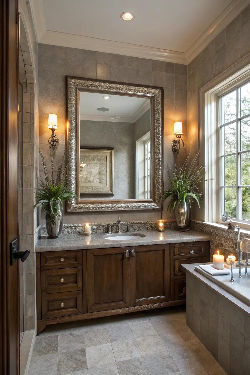 Make your bathroom feel expansive with clever use of mirrors. 🪞 #BathroomTricks #SpaciousDesign
