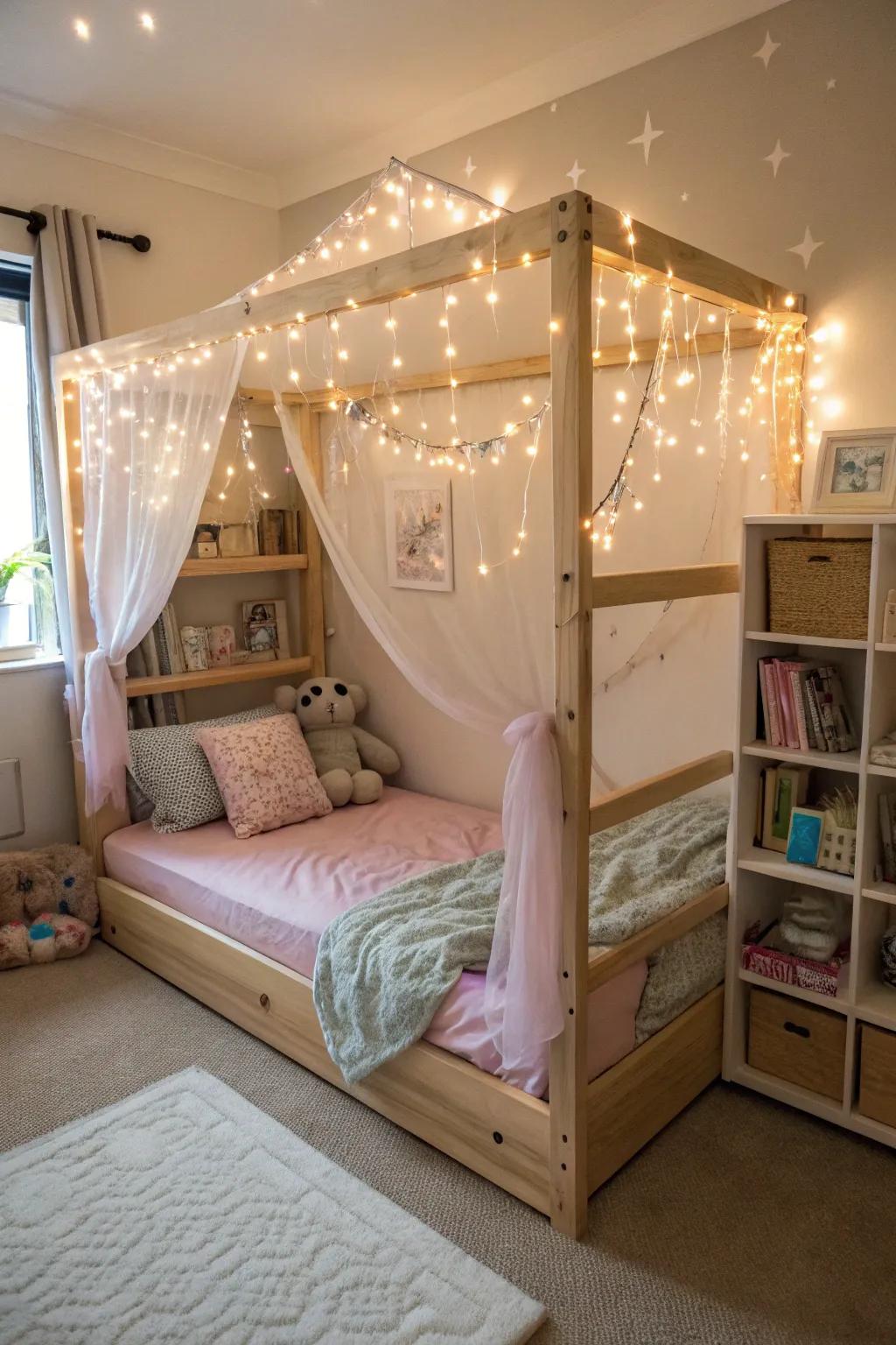 Add a sprinkle of magic with fairy lights over your child's kura bed. ✨