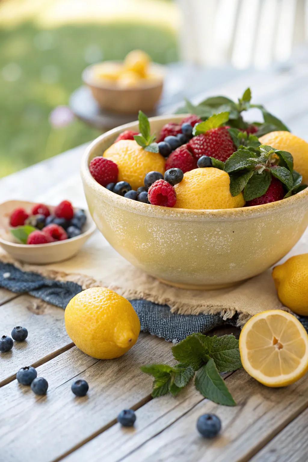 Add a splash of color to your summer gatherings with a vibrant fusion of lemons and berries.