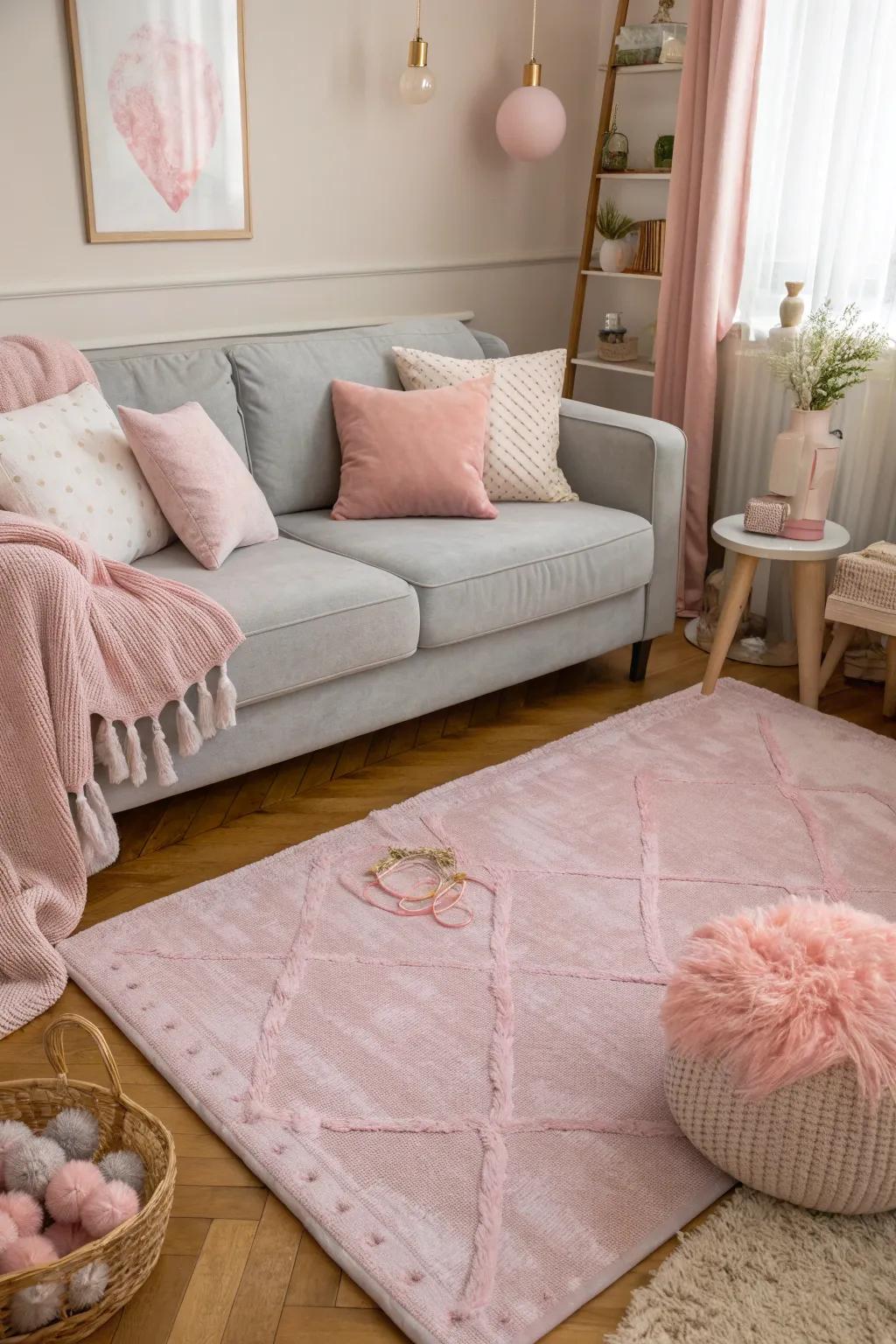 Add a touch of charm and warmth with the delightful blend of light pink and gray.
