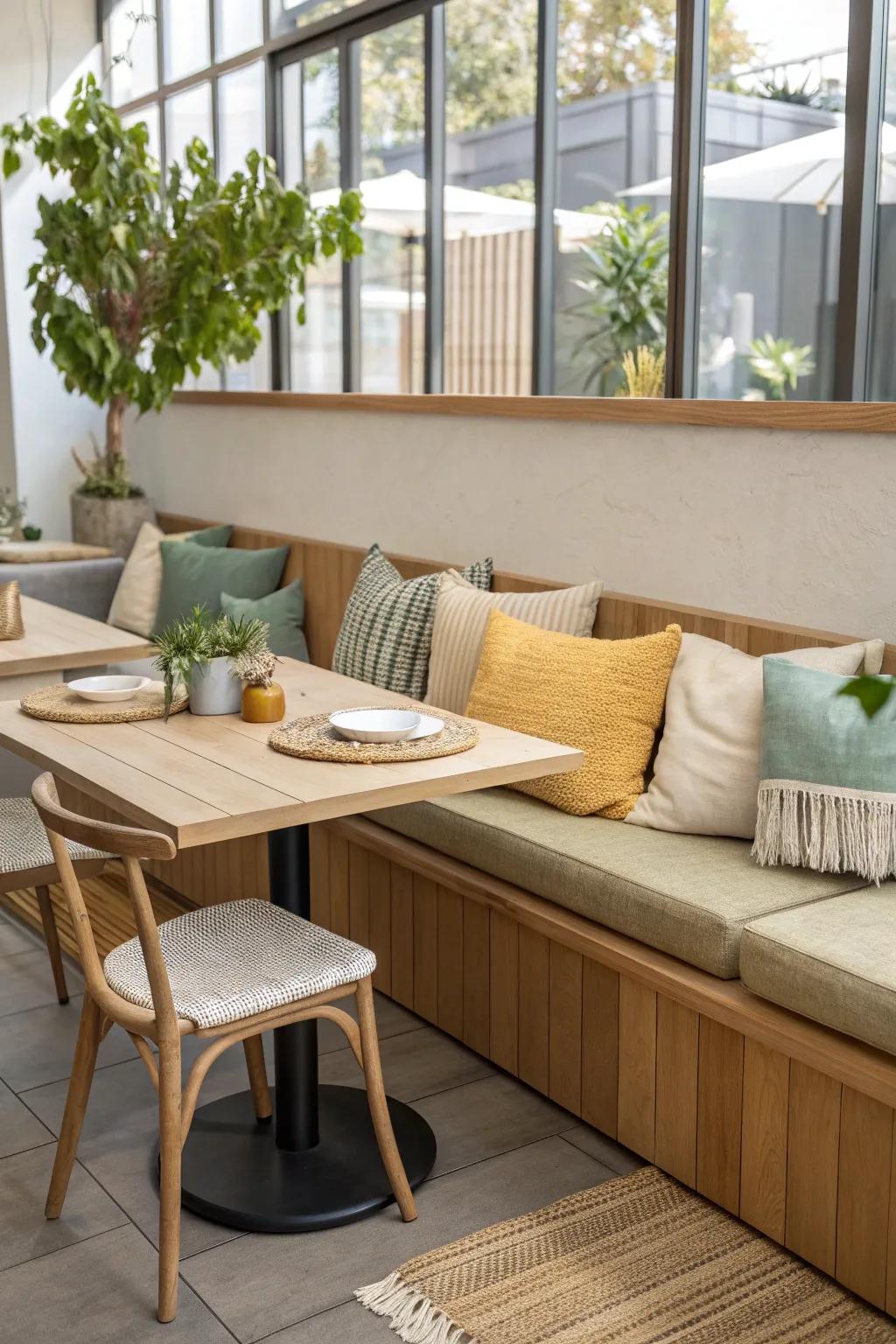 Celebrate diversity with an eclectic banquette that showcases your personal style. 🌟 #EclecticDesign #PersonalSpaces