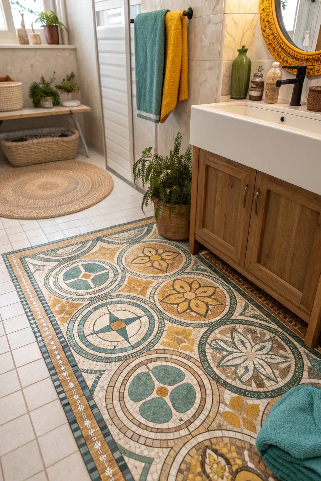 Fuse different mosaic styles for a truly unique bathroom that reflects your personal style. 🌟 #EclecticDesign #PersonalizedSpaces