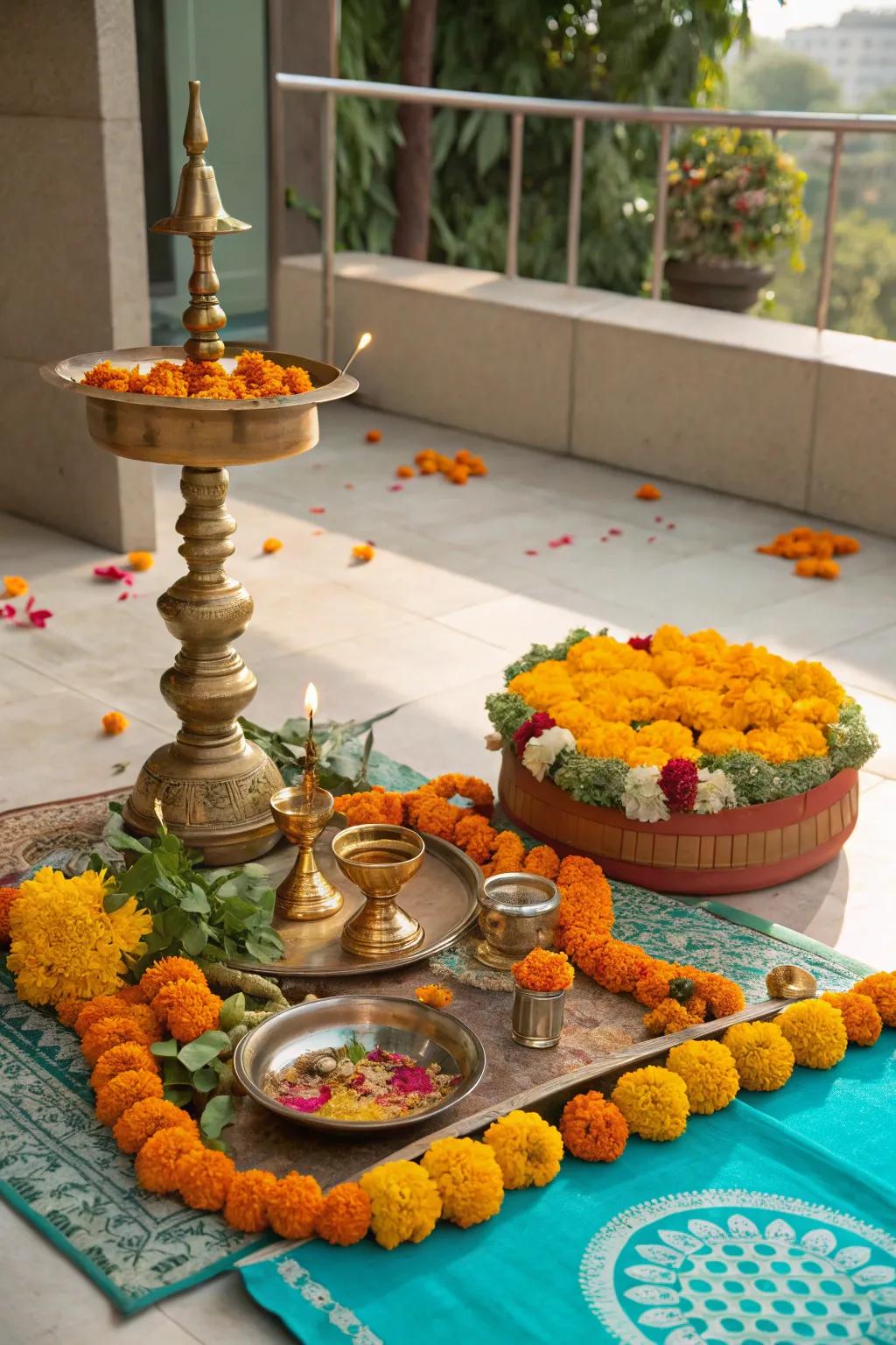 Infuse your pooja space with warmth and significance through personalized touches and family heirlooms.
