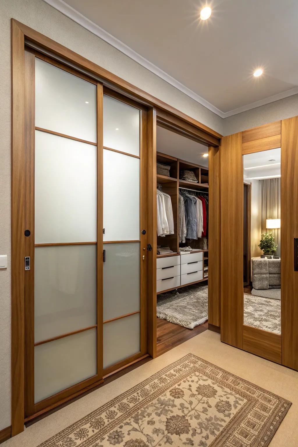 Save space and add style with sleek sliding doors.
