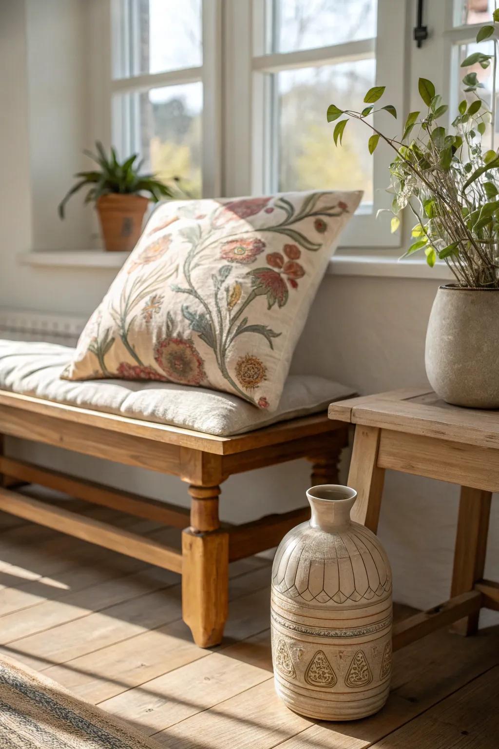 Transform vintage fabrics into stylish cushion covers for a cozy home feel. 🏡 #VintageFabrics #RepurposedDecor