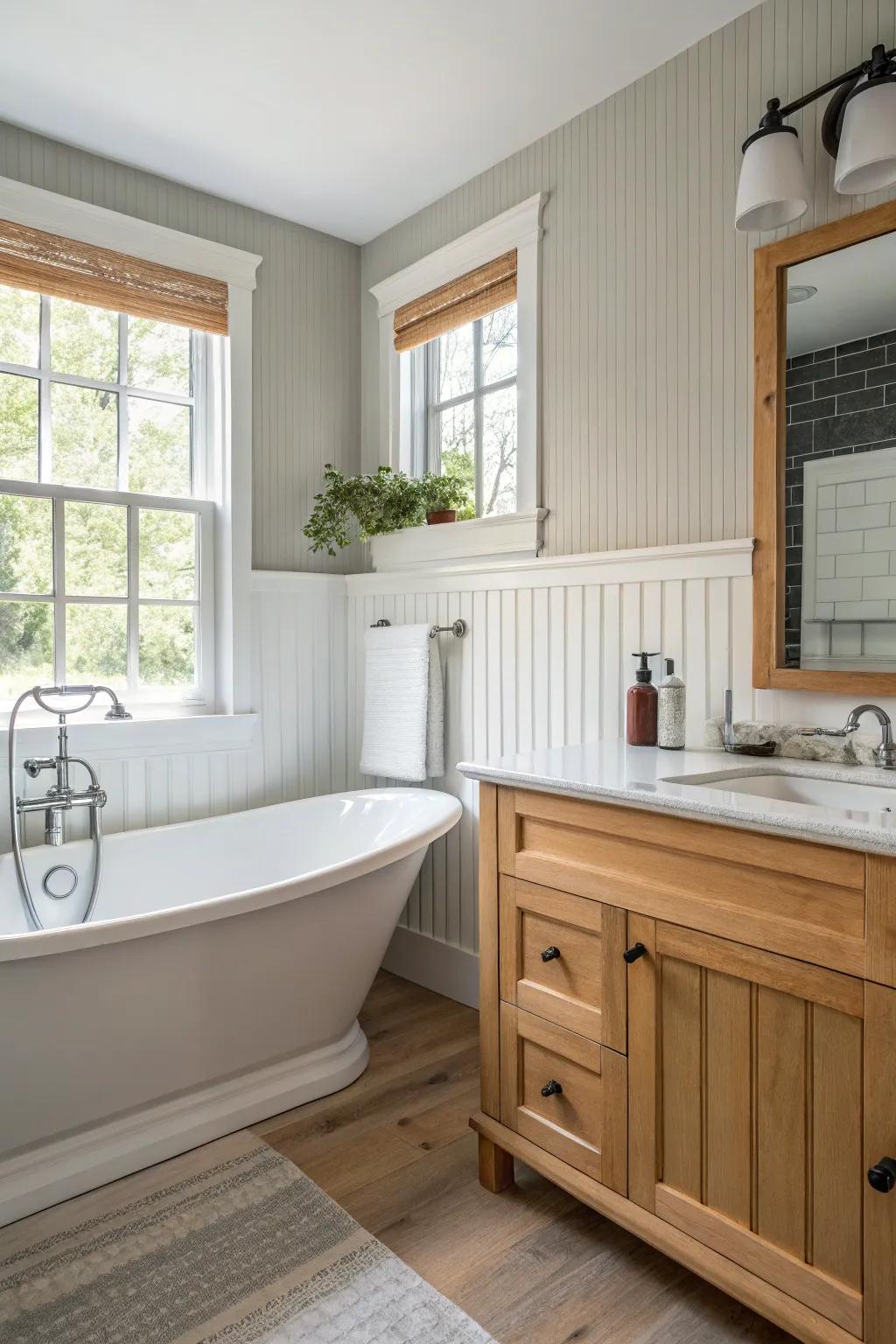 Discover modern elegance with a blend of contemporary and traditional wainscoting.