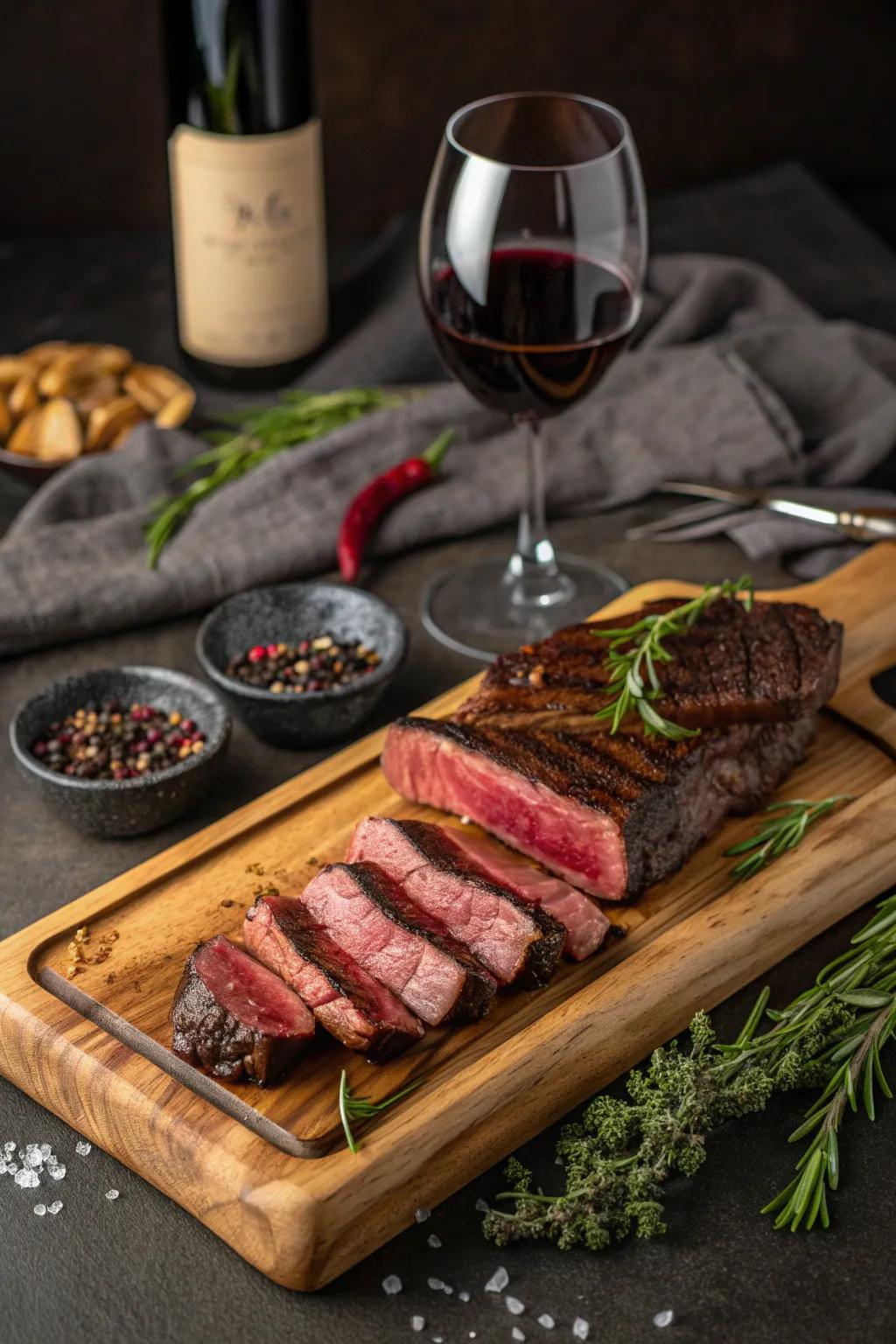 Complete your steak board with a perfect wine pairing for an elevated dining experience.