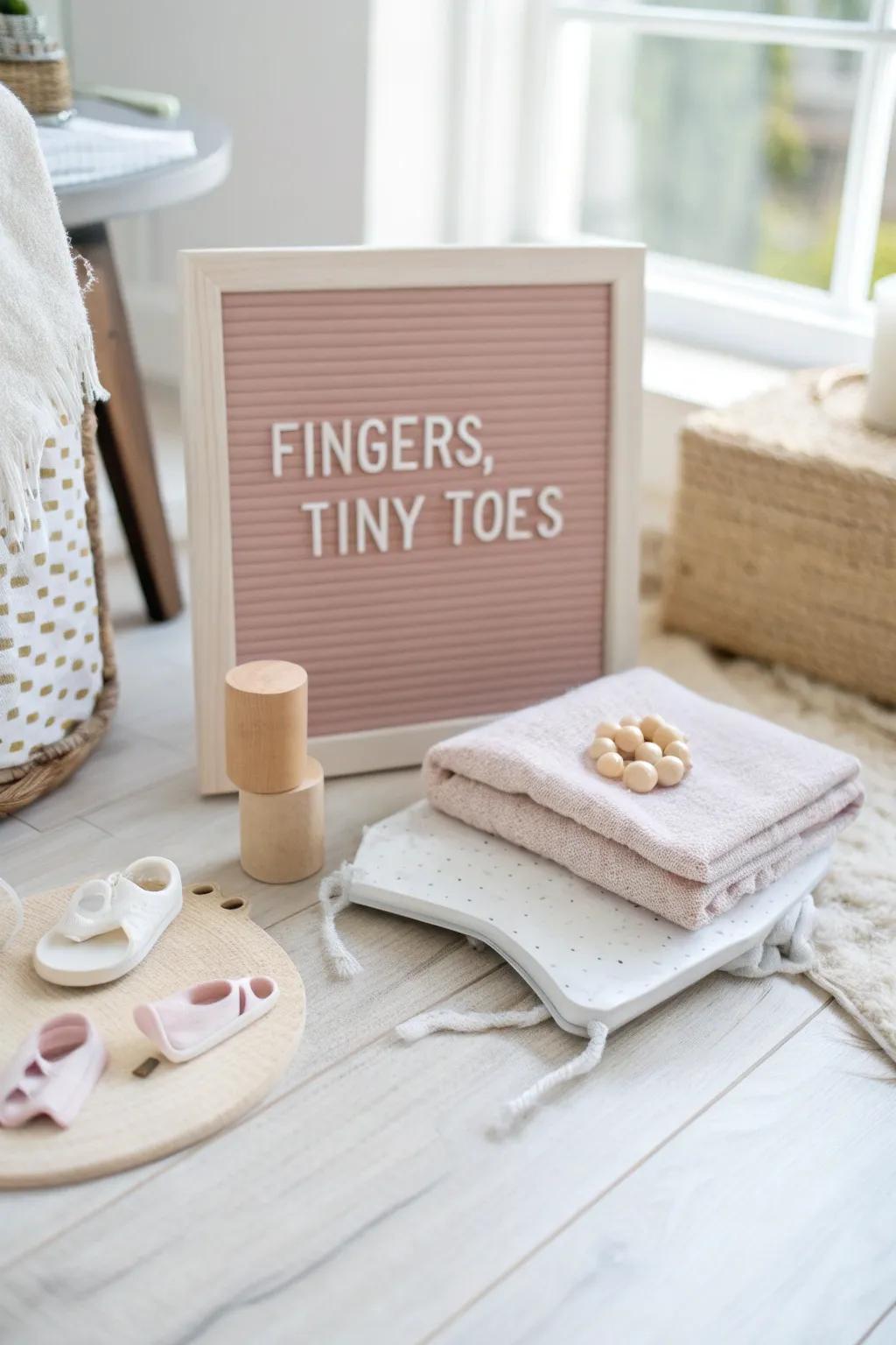 Celebrate the small wonders with this sweet letter board idea that warms every heart. #BabyLove #TinyMiracles