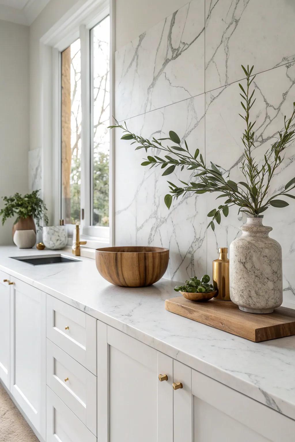 Embrace the timeless elegance of marble for a kitchen that exudes sophistication and grace.