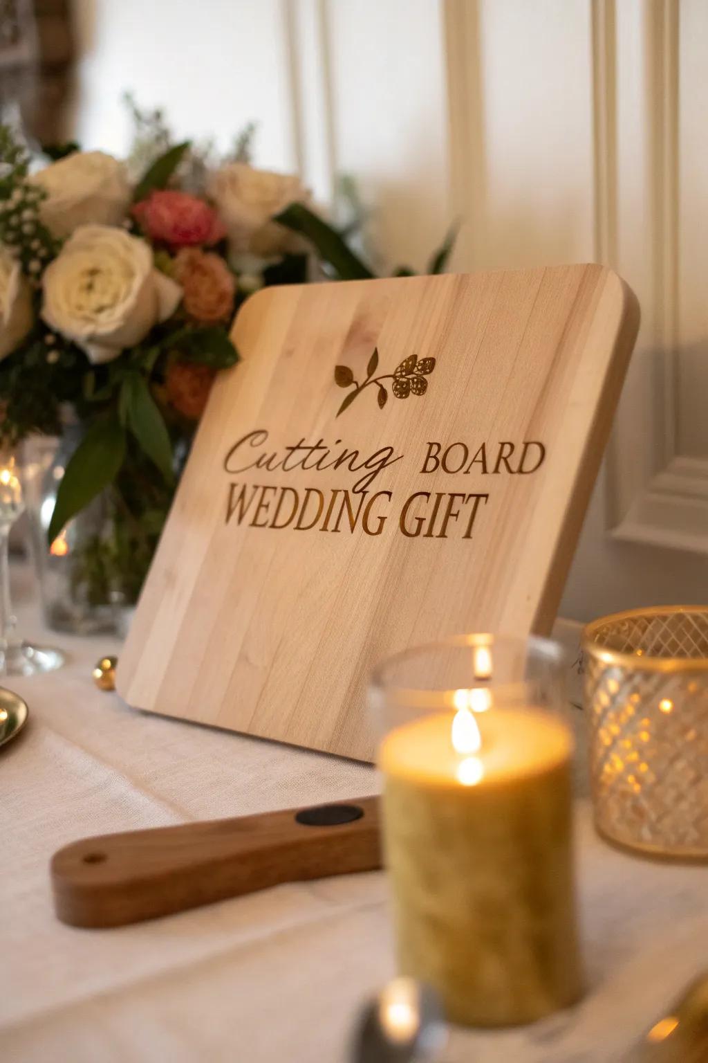 Celebrate love with a custom-engraved cutting board that marks their special day.