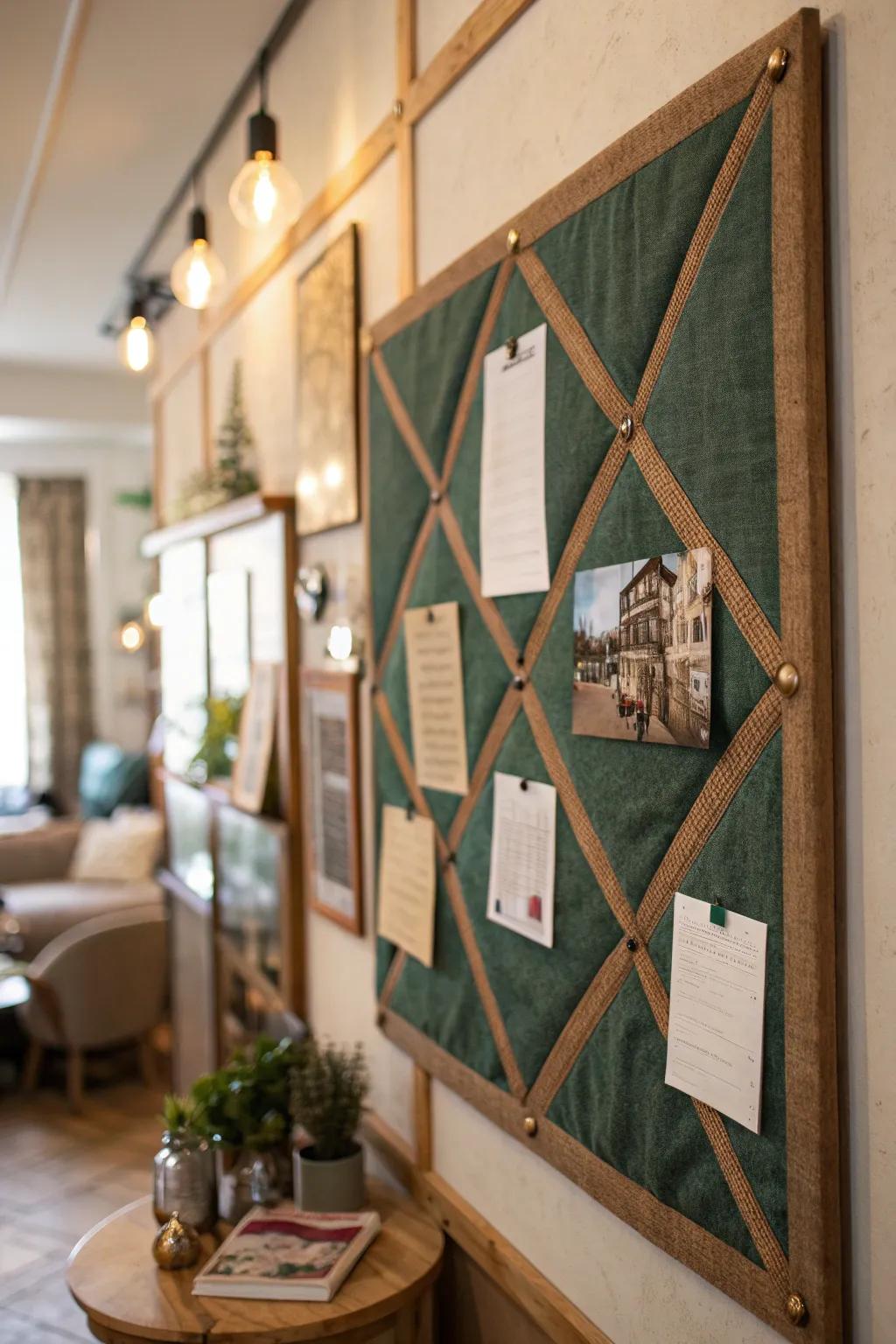 A classic fabric wrap transforms any bulletin board into a statement piece of decor.