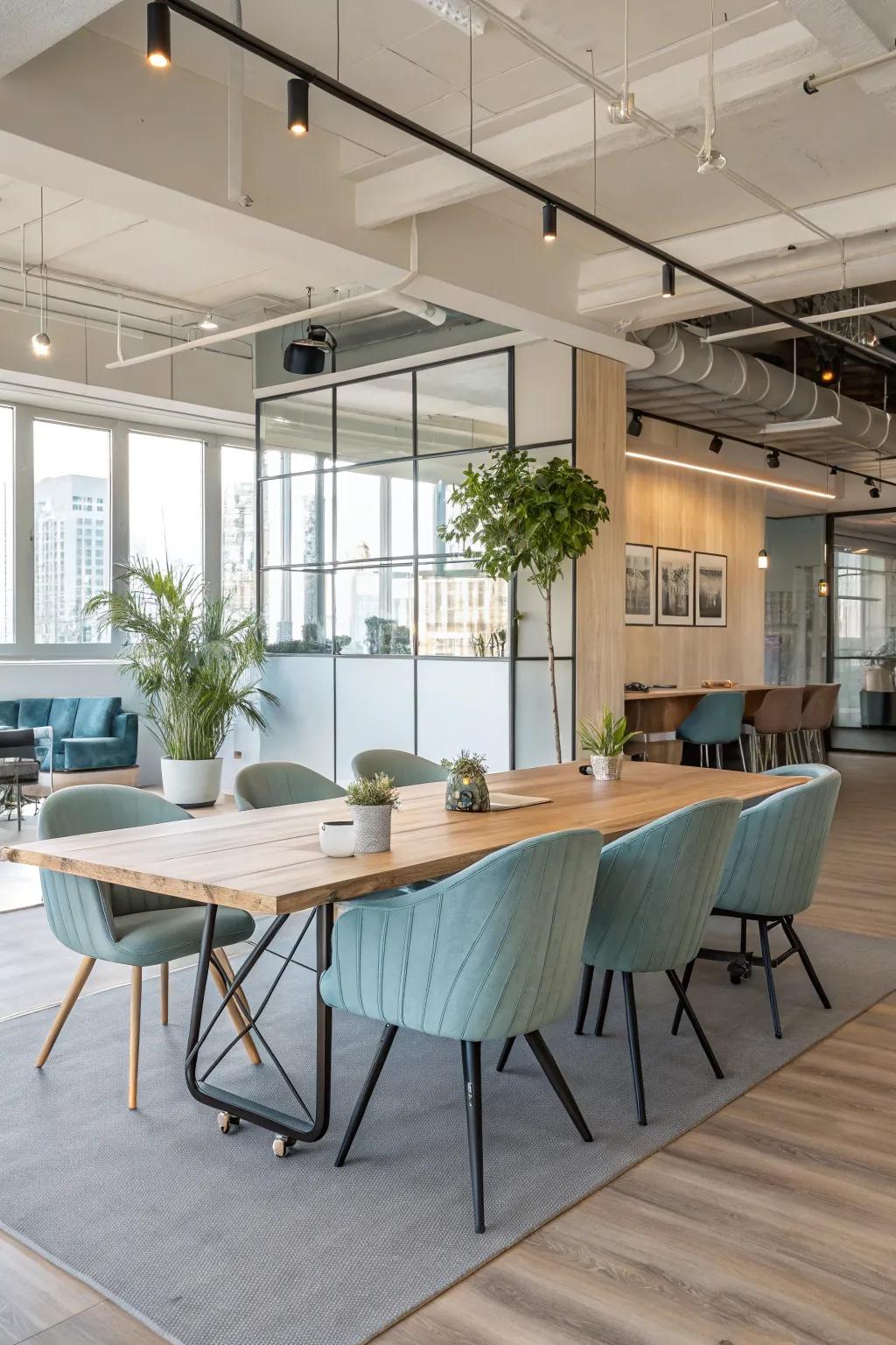 Open workspaces encourage creativity and collaboration, perfect for team synergy.