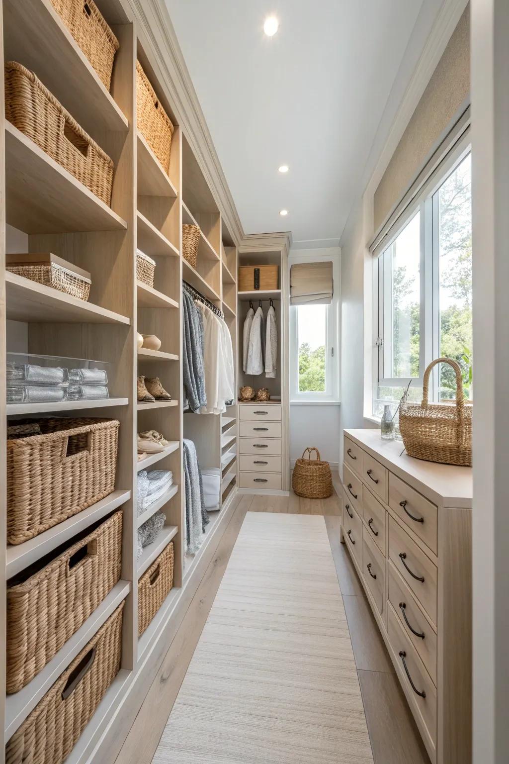 Reach new heights with tall shelving that maximizes every inch of your closet space. #SmartStorage #VerticalChallenge