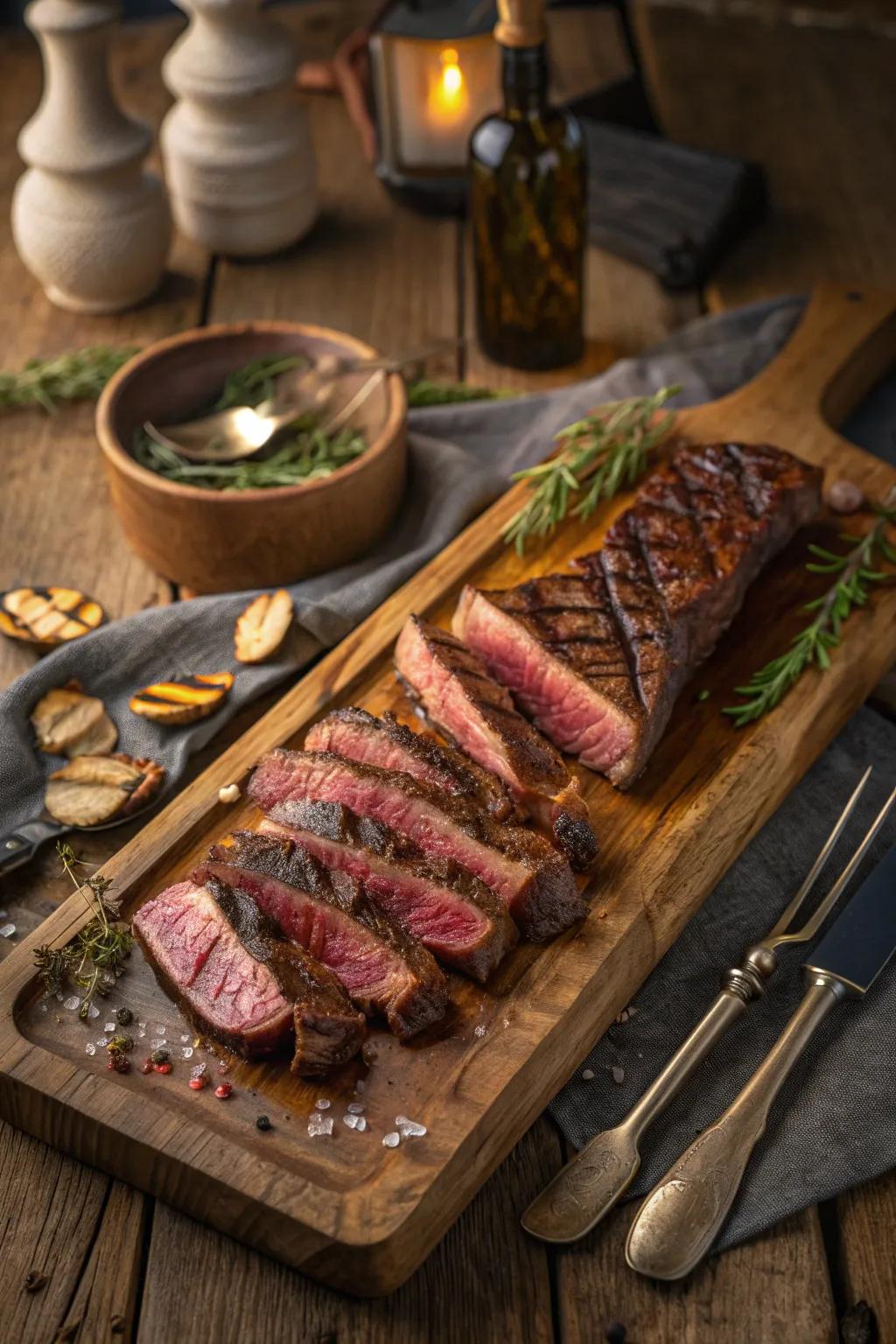 Savor the richness of classic steak cuts elegantly arranged for a sumptuous experience.