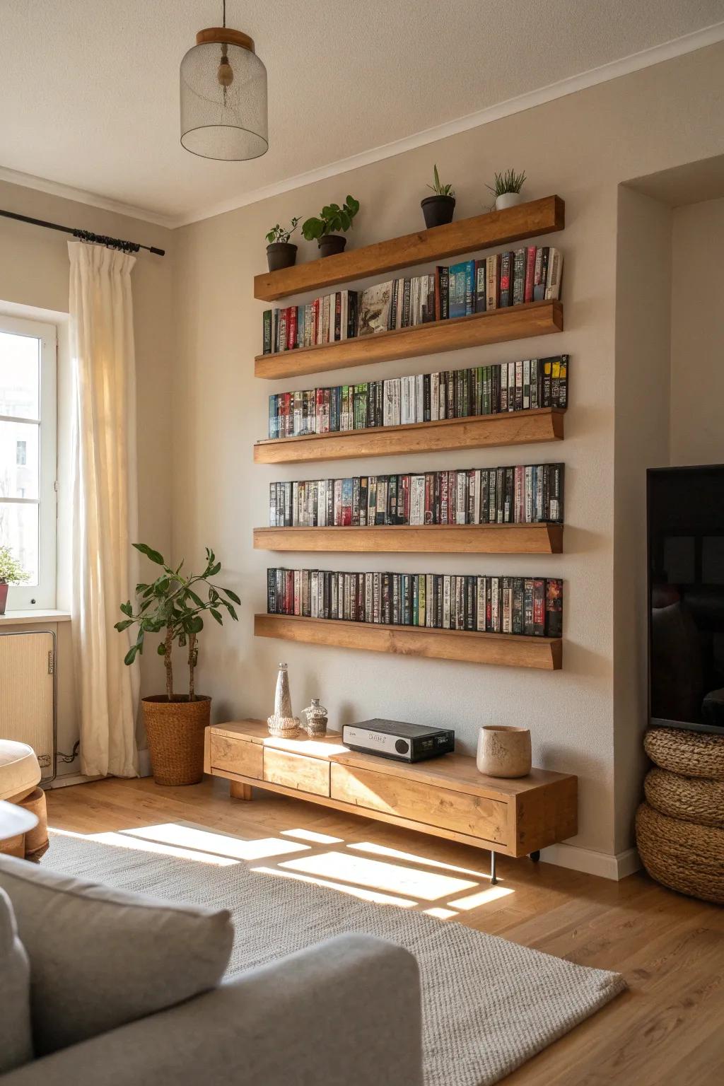 Elevate your walls with vibrant VHS tapes for a pop of retro charm. #WallArt #VintageVibe