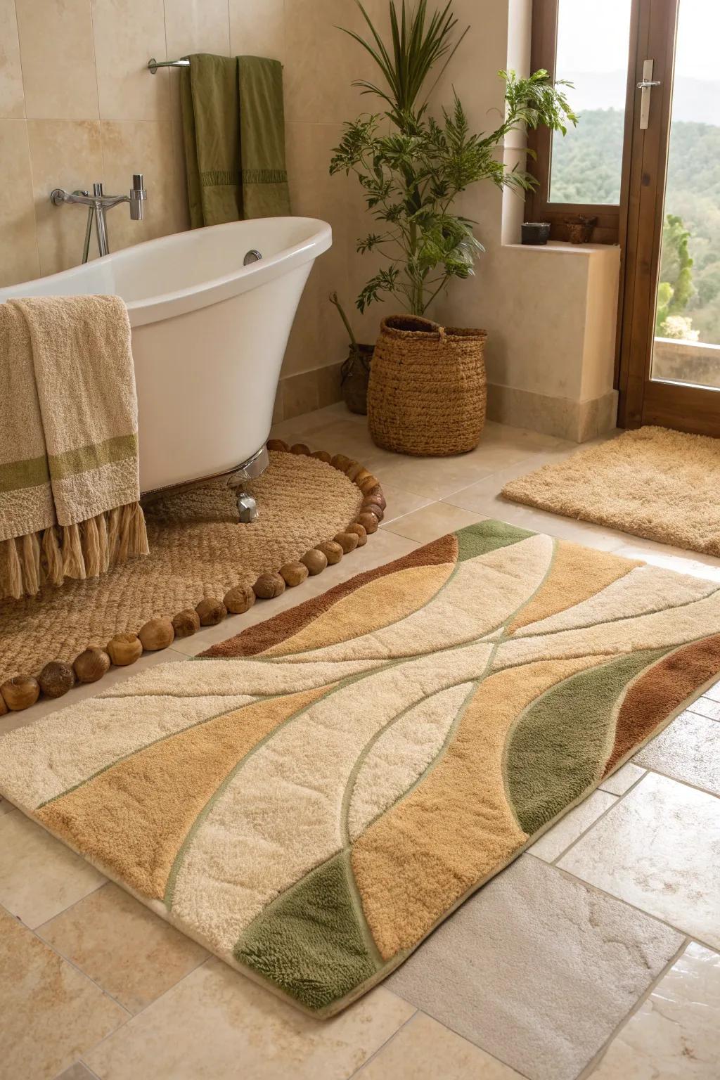 Explore modern design with an asymmetrical rug that adds a touch of the unexpected.