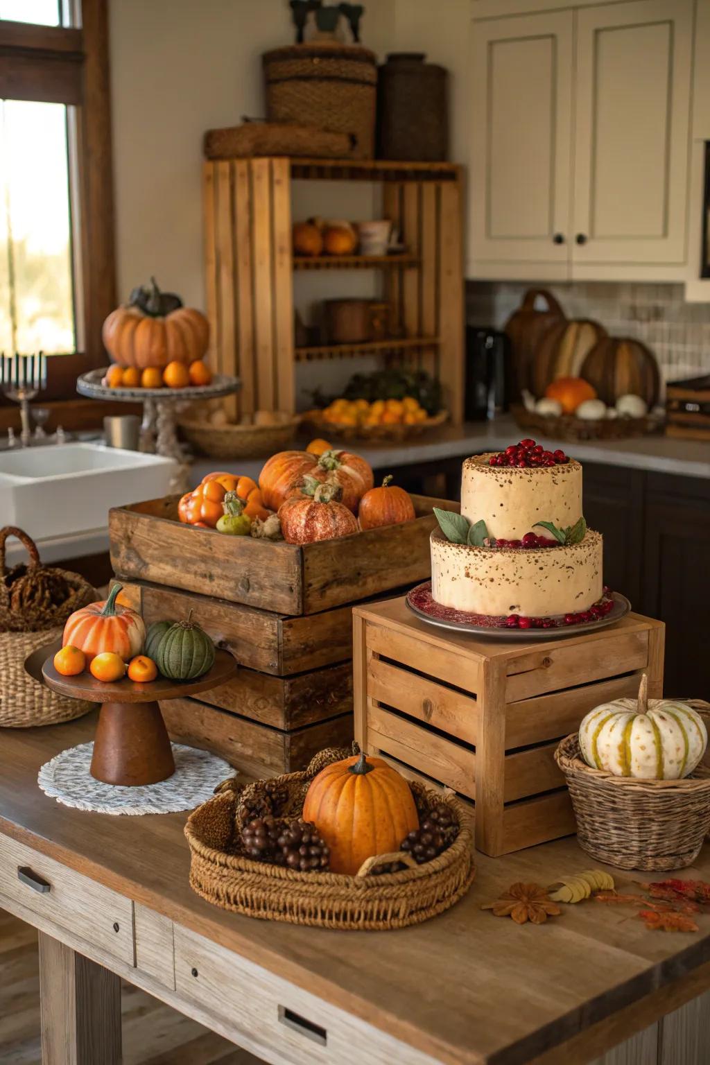 Welcome the bounty of autumn with a beautiful harvest display that delights the senses.