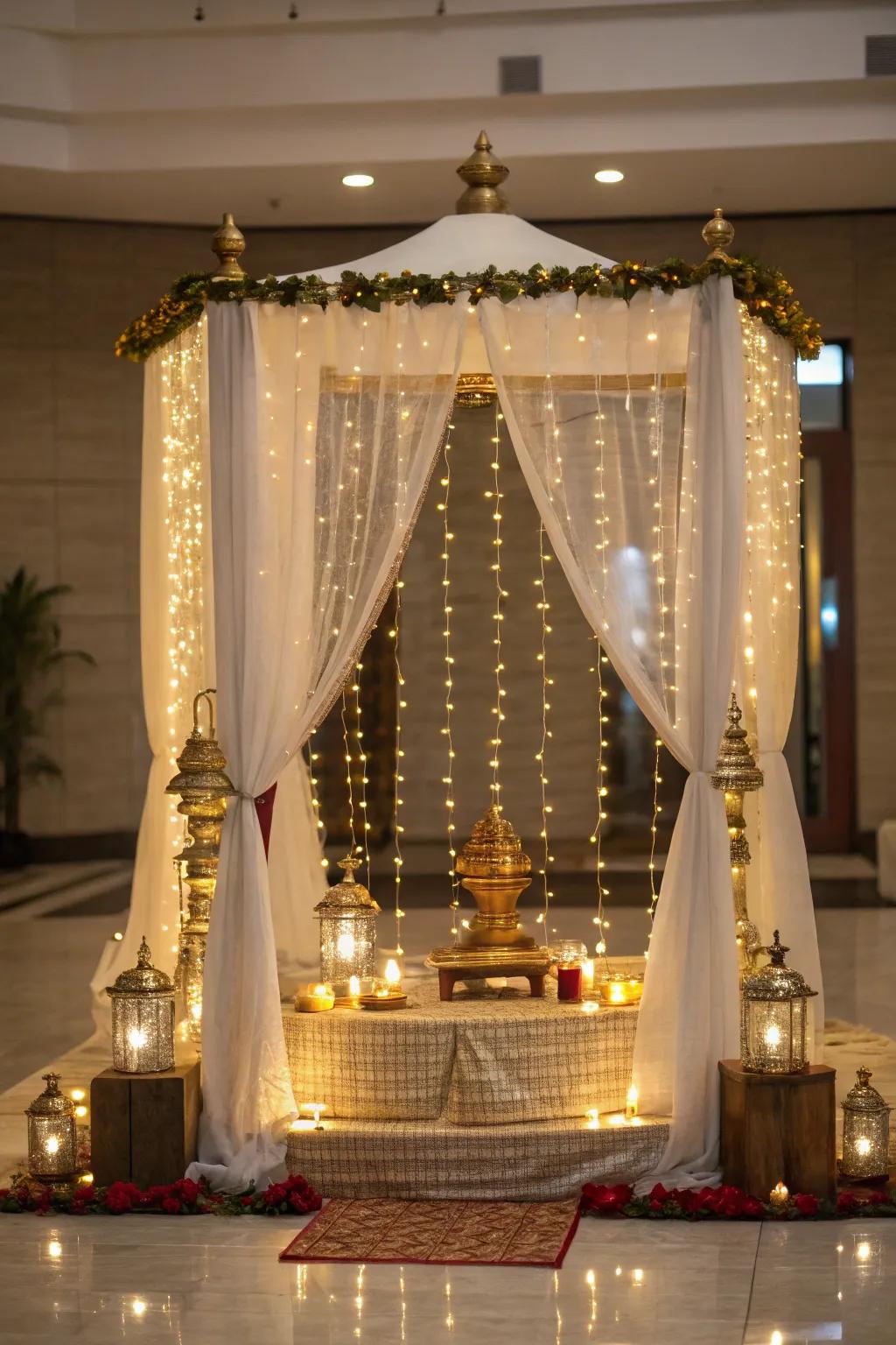 Set the mood with subtle lighting, creating a calm and inviting atmosphere for your sacred rituals.