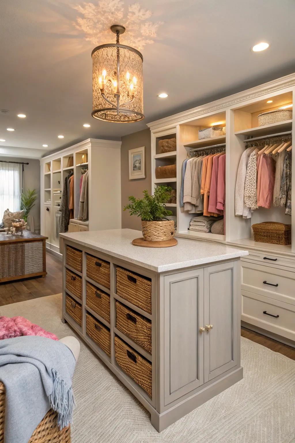 Centralize your storage with a multi-functional island. 🏝️ #ClosetIsland #StorageSolution