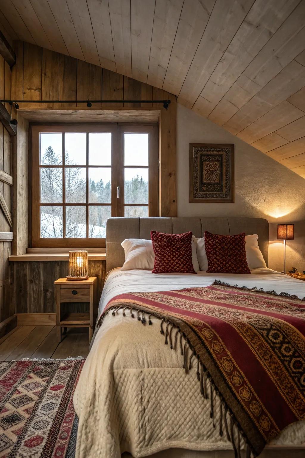 Create a unique bedroom by blending different styles with your window as the centerpiece.