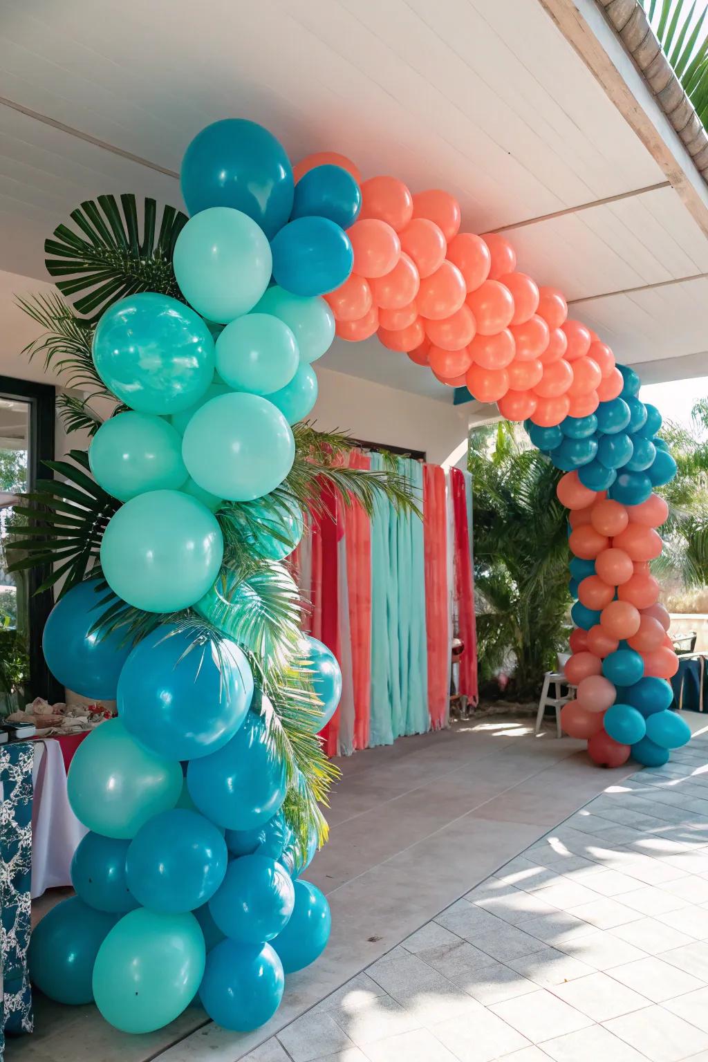 Add a touch of whimsy to your birthday celebration with a dramatic balloon archway.