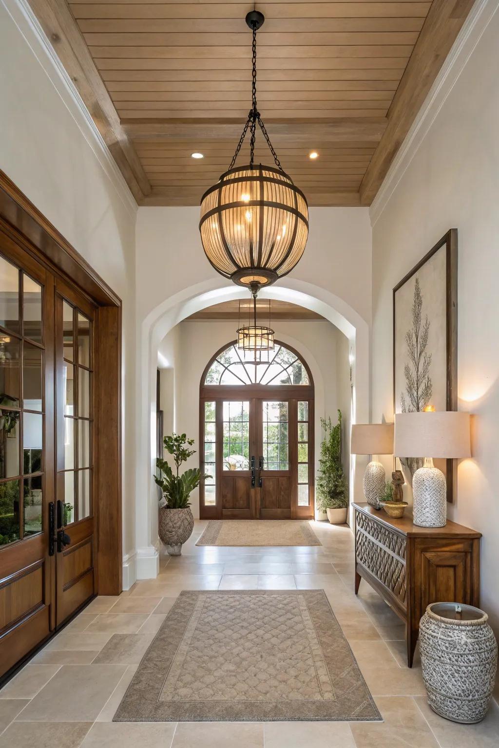 Transform your entryway with a bold pendant light that doubles as an art piece.