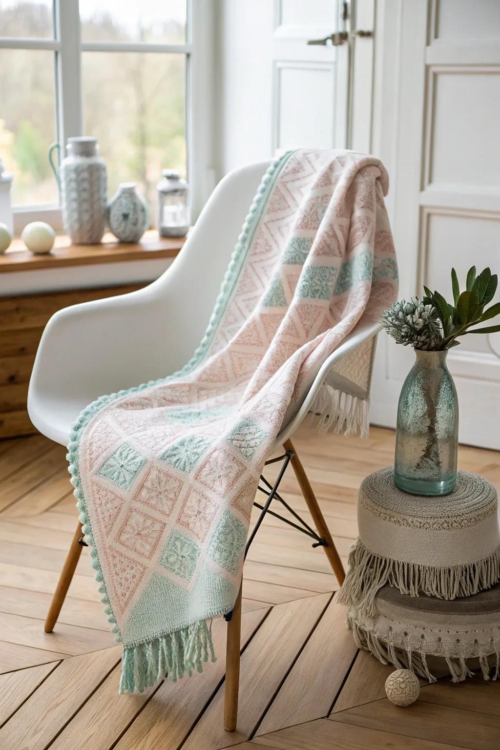 Create a serene sanctuary with delicate pastel patterns that whisper calmness into your home.