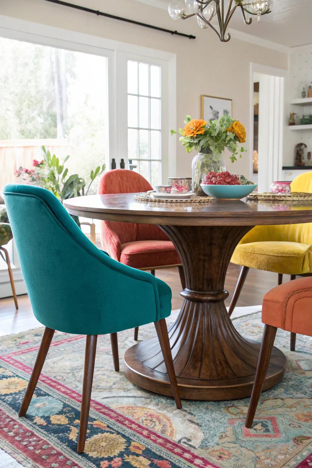 The elegance of a pedestal base offers both style and space-saving functionality.