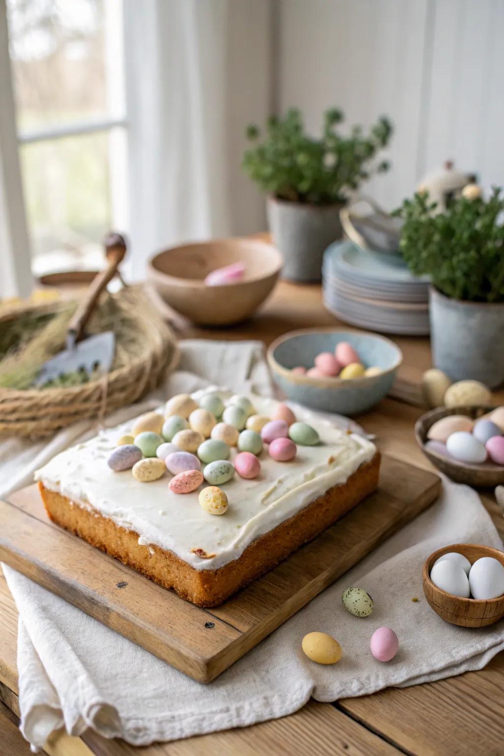 Transform your cake into an Easter egg wonderland, bursting with color.