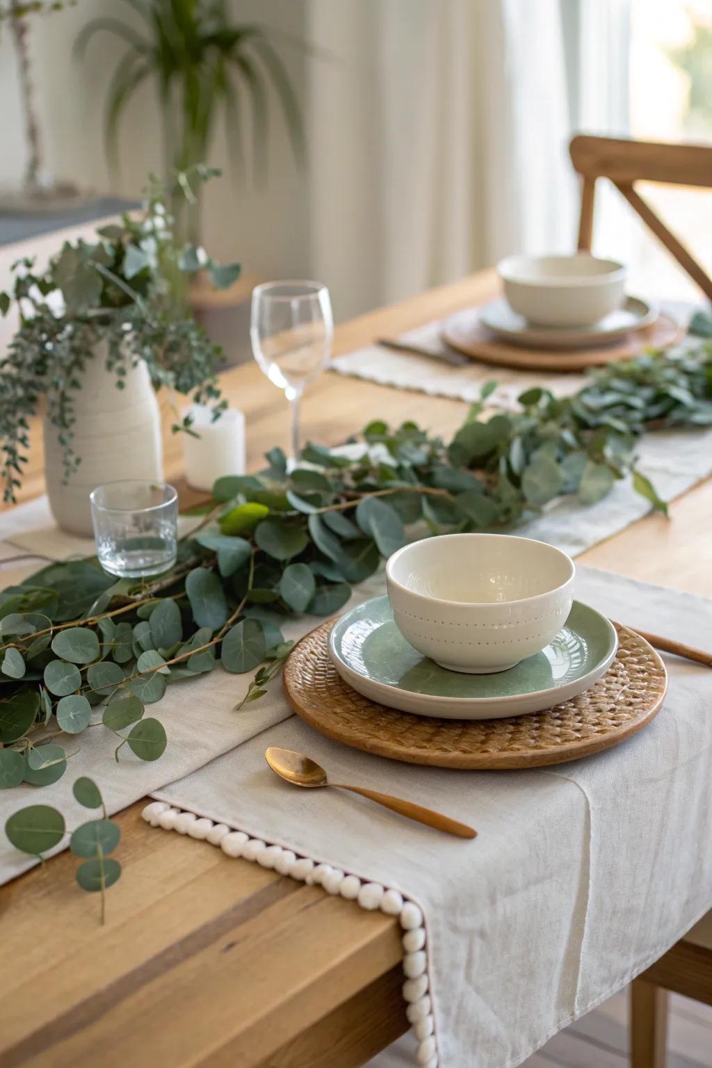 Create unforgettable dining moments with chic eucalyptus table settings.