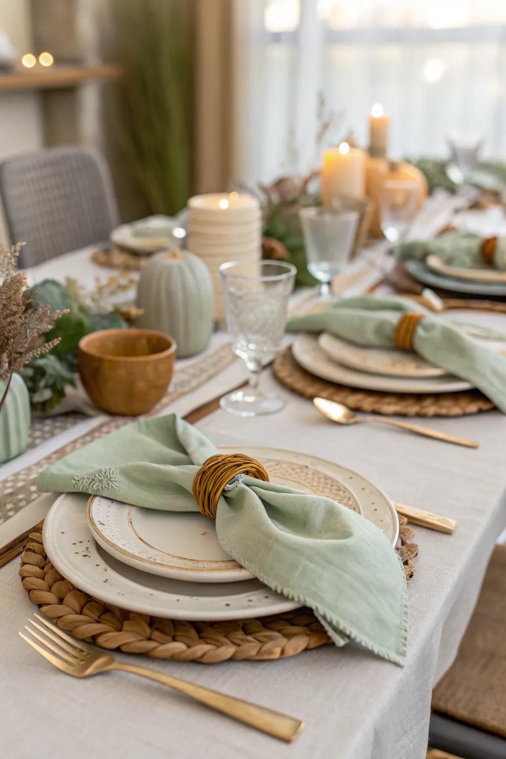 A thoughtfully arranged table setting elevates any Friendsgiving celebration to a new level of elegance.